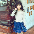 HOT Winter Onling Shopping Fashion Fancy Flower Kids Performance Dress blue one piece long sleeve Autumn princess dresses